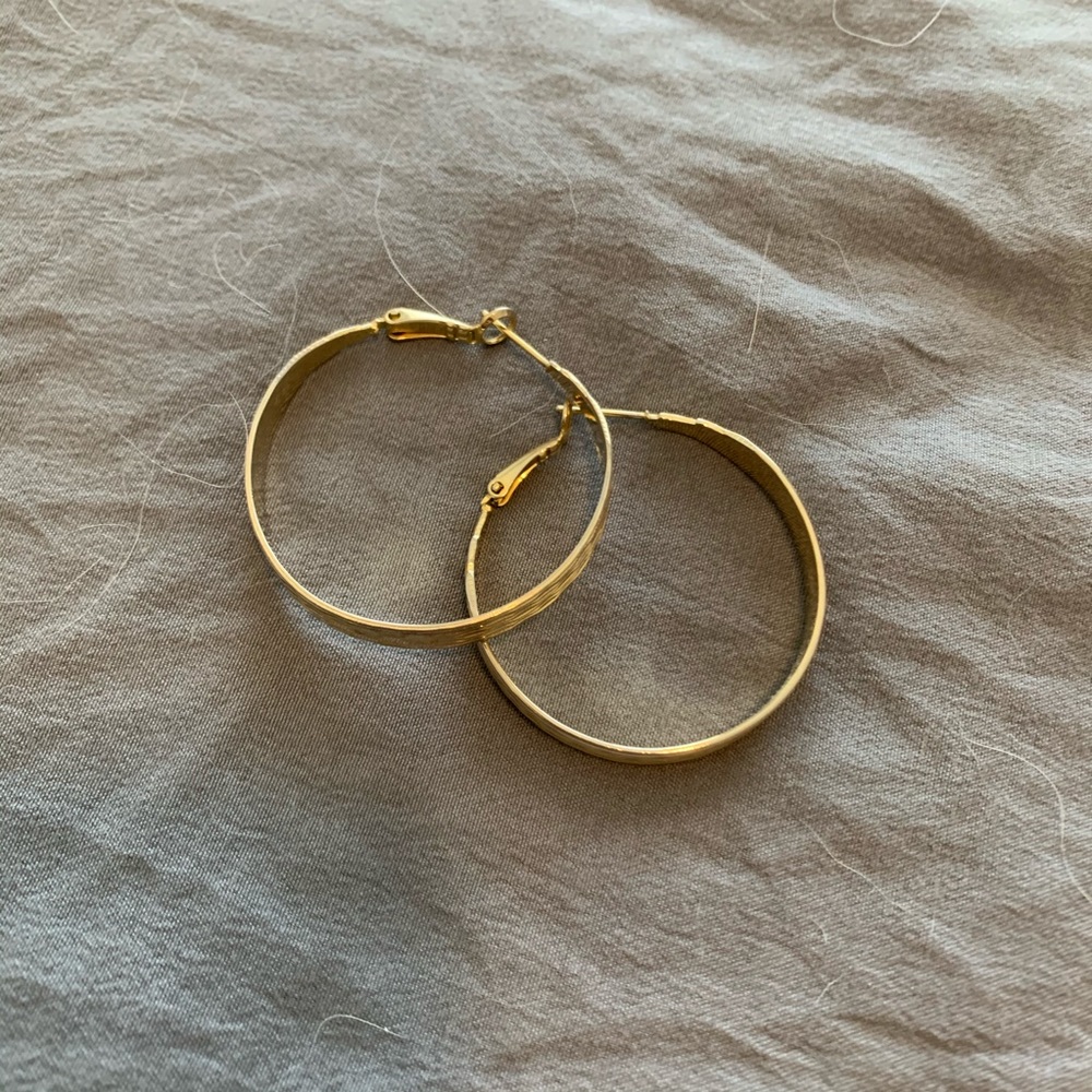 Thick gold hoops with texture